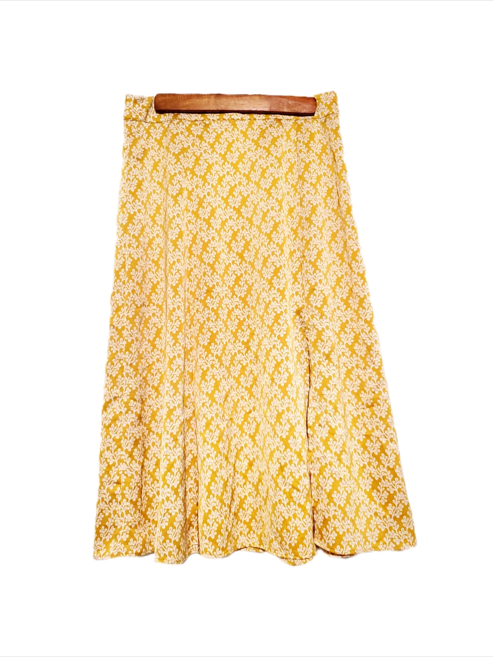 Spring Golden Yellow Midi Skirt Side Slit Satin